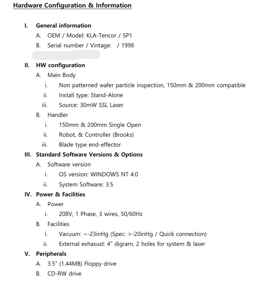 Used 1998 KLA/Tencor SP1