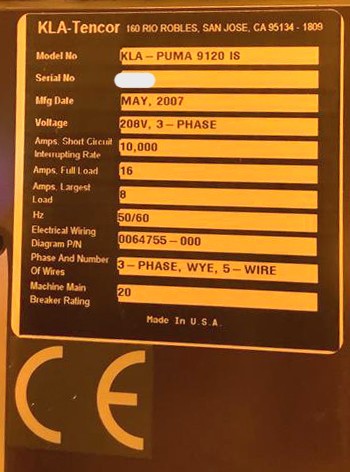 Used 2007 KLA-Tencor Puma 9120 IS