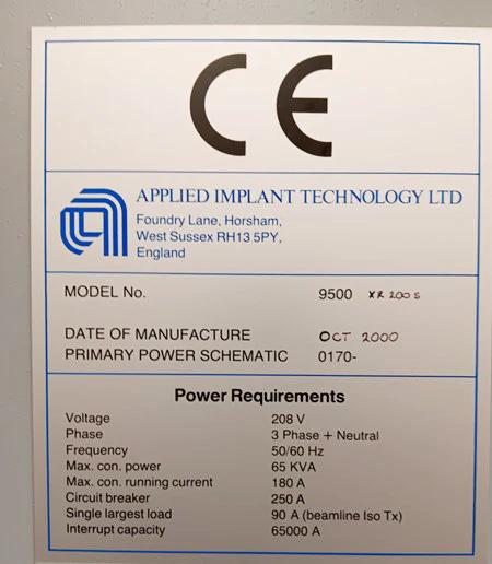 Used 2000 AMAT 9500XR Implanter