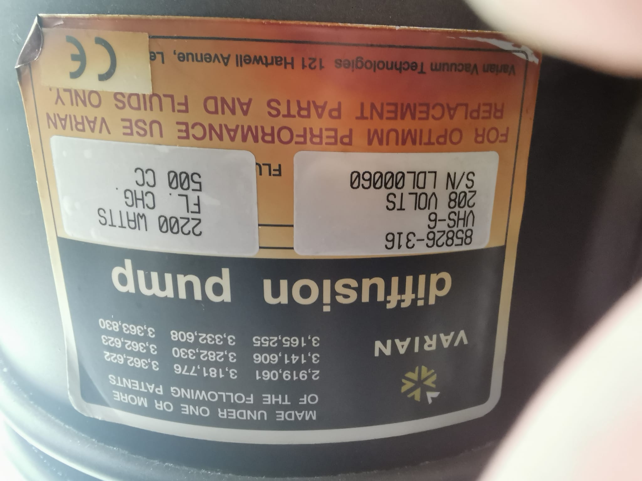 Used Eaton Nova 6200AV Varian Diffusion Pump