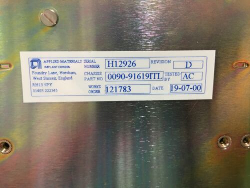 Used AMAT AMAT 0090-91619 IMPLANT 4F OPTIONS CHASSIS CONTROL, 0090-91619ITL