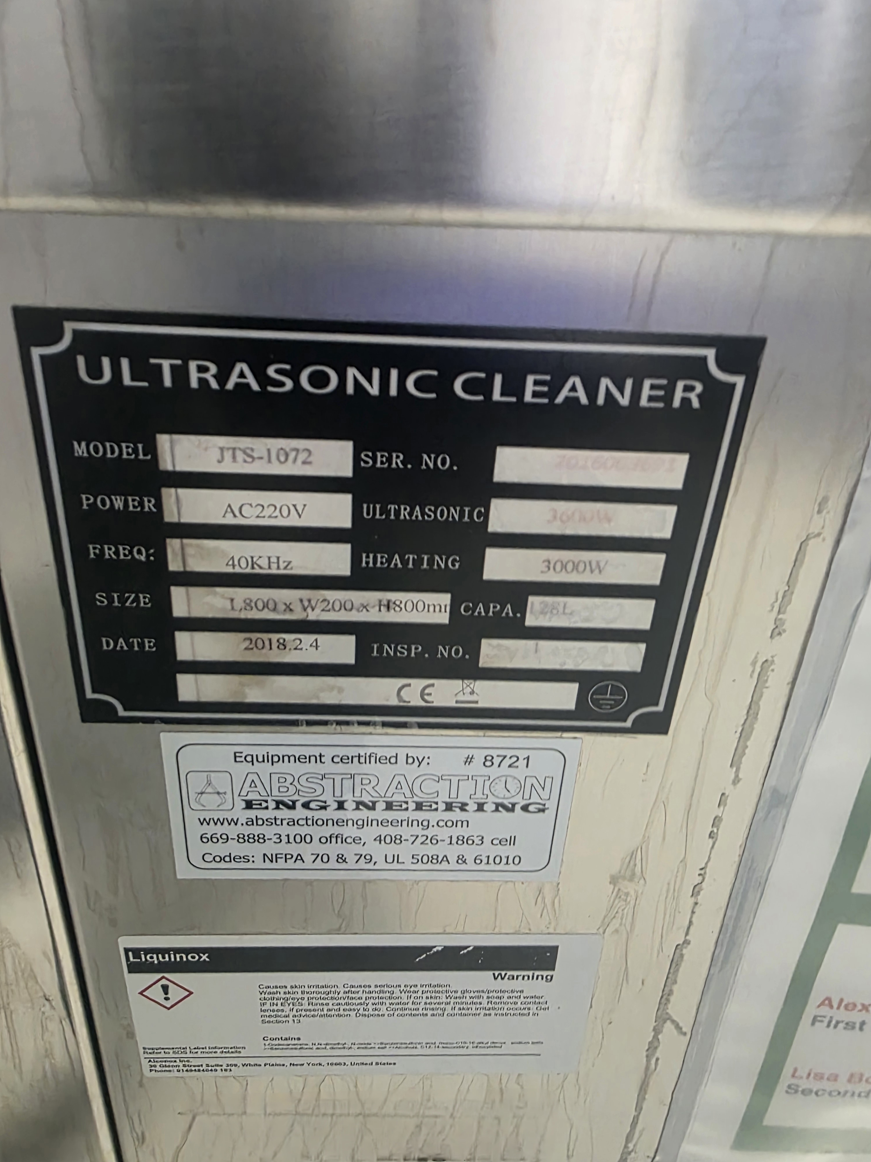Used Skymen Cleaning Equipment JTS 1072 Ultrasonic