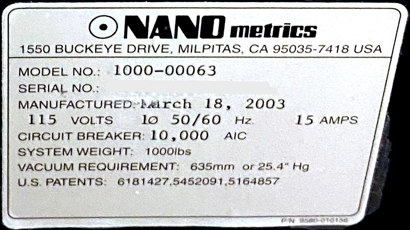 Used Nanometrics 8300XSE