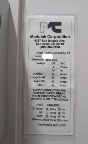 Used 2017 Modutek   Wet Clean Wet Bench