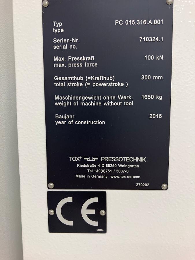 Used 2016 TOX-PRESSOTECHNIK PC015.316.A.001