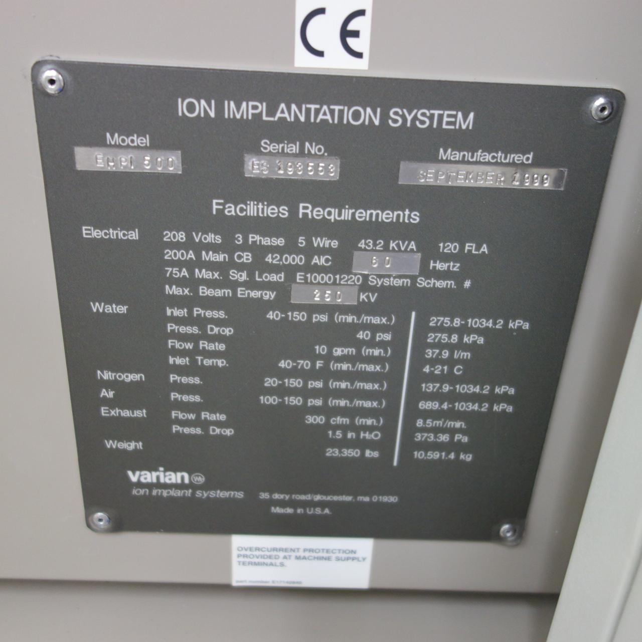 Used AMAT / Varian Semiconductor Equipment Associates (VSEA) EHPi-500