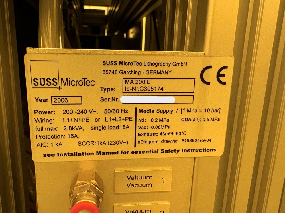 Refurbished 2006 Suss MA200e MASK ALIGNER