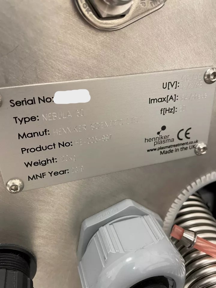 Used Henniker Nebula 50 Plasma Surface Treatment System