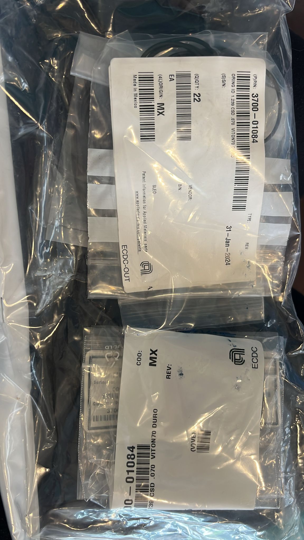 Used Applied Materials AMAT WXZ PART: O-RINGS - VARIOUS AVAILABLE