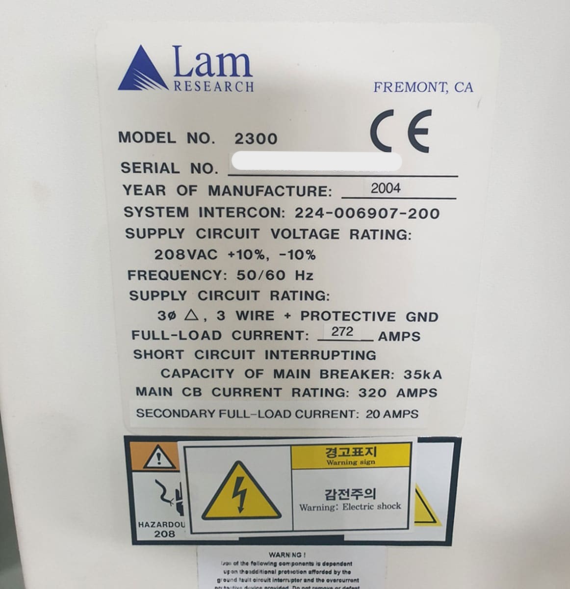 Used 2004 Lam Research 2300 Flex45 RIE Oxide 3 Chambers