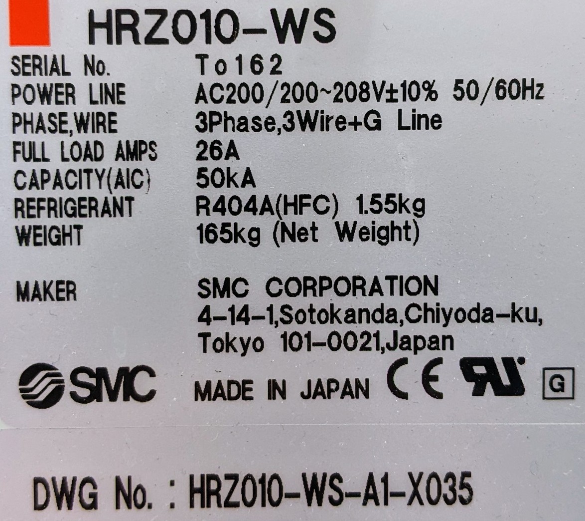 Used SMC Corporation Chiller