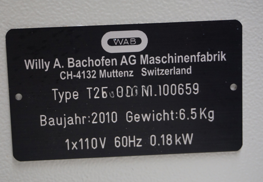 Used WAB Turbula Type T2F-CB with electronic speed control and 10Kg load capacity