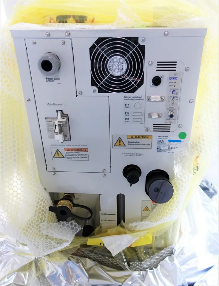 Used 2018 SMC INR-498-012E-X028 THERMO CHILLER AMAT 0190-60669 H2000 EG/DI HEAT EXCHANGER