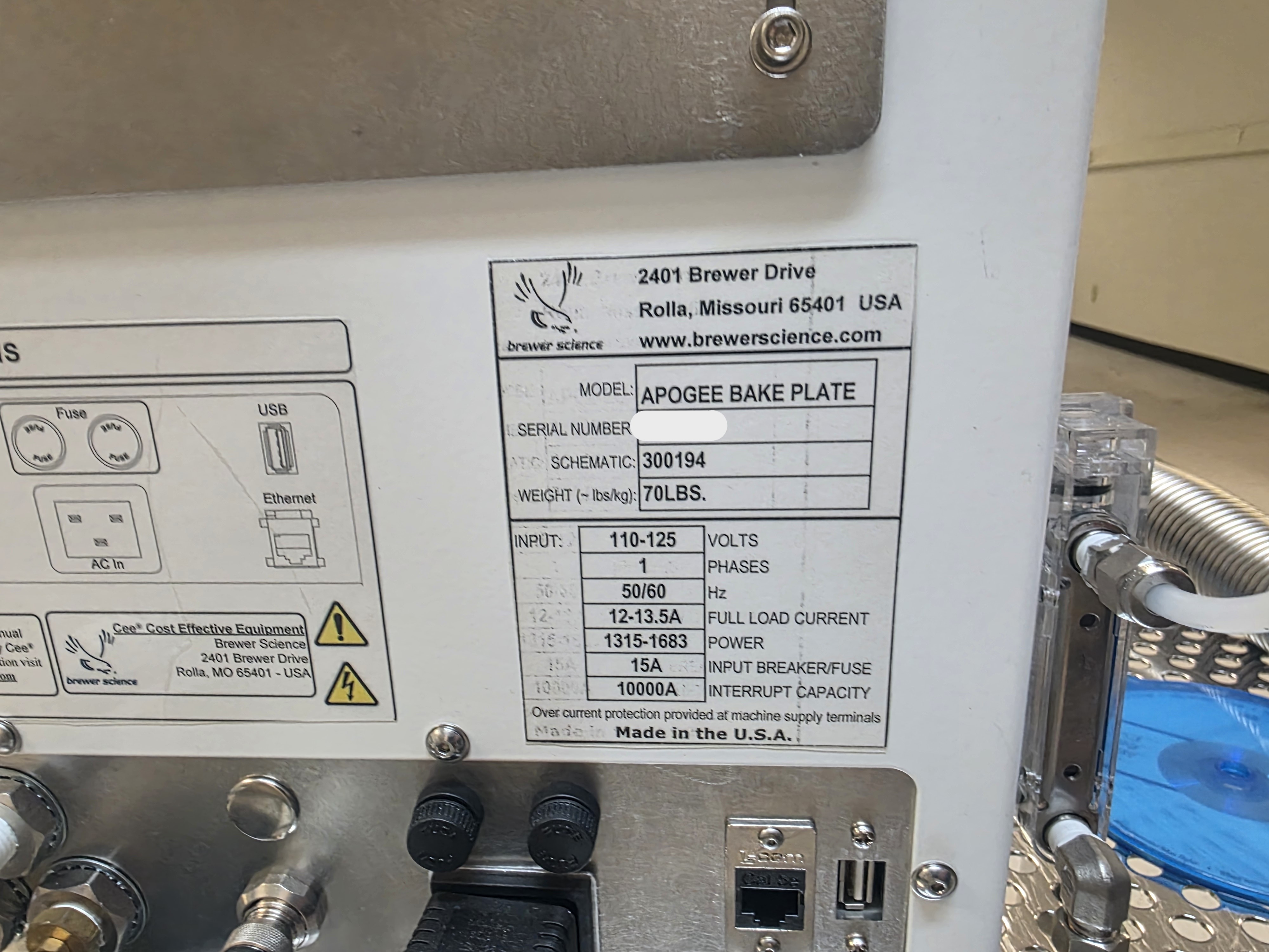 Used Brewer Science APOGEE Bake Plate System