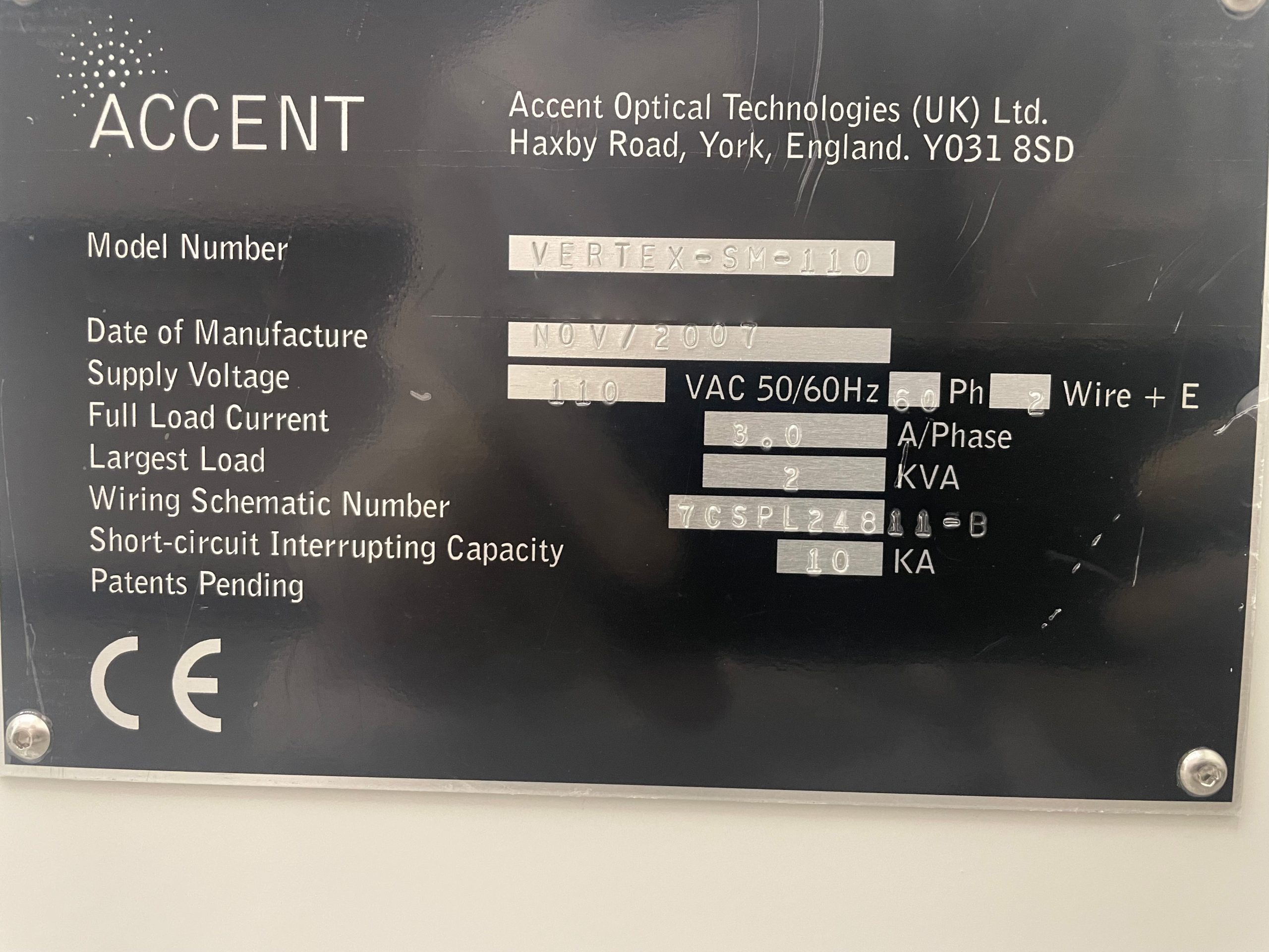 Used 2007 Nanometrics Vertex Photoluminescence Measuring Device