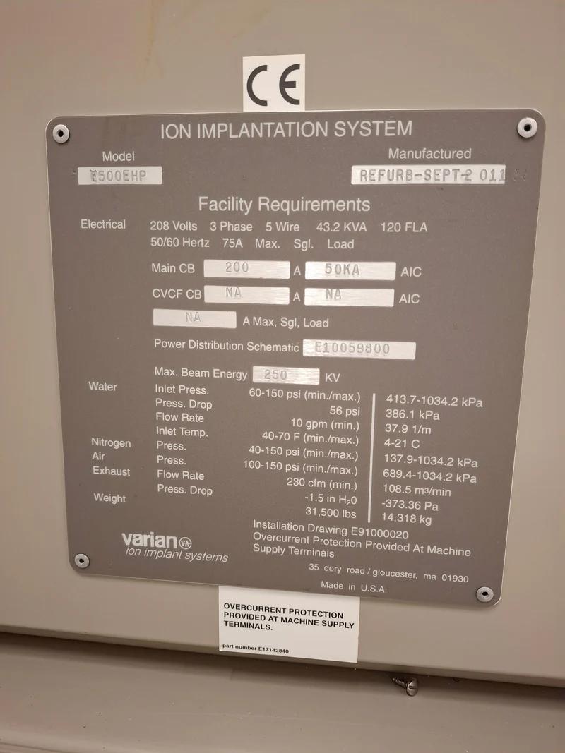 Refurbished Varian E 500 EHP Medium Current Implanter