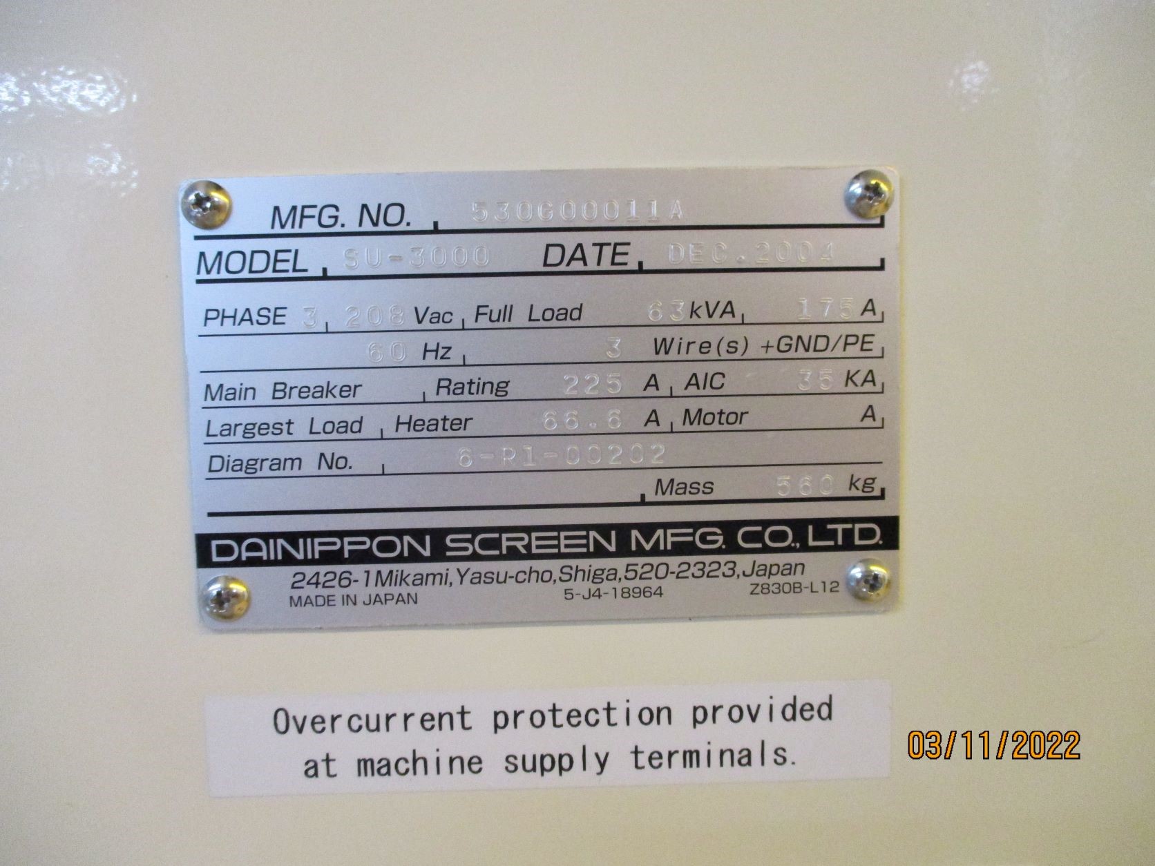 Used DNS Dainippon Screen SU3000 WDC09 Wet Station