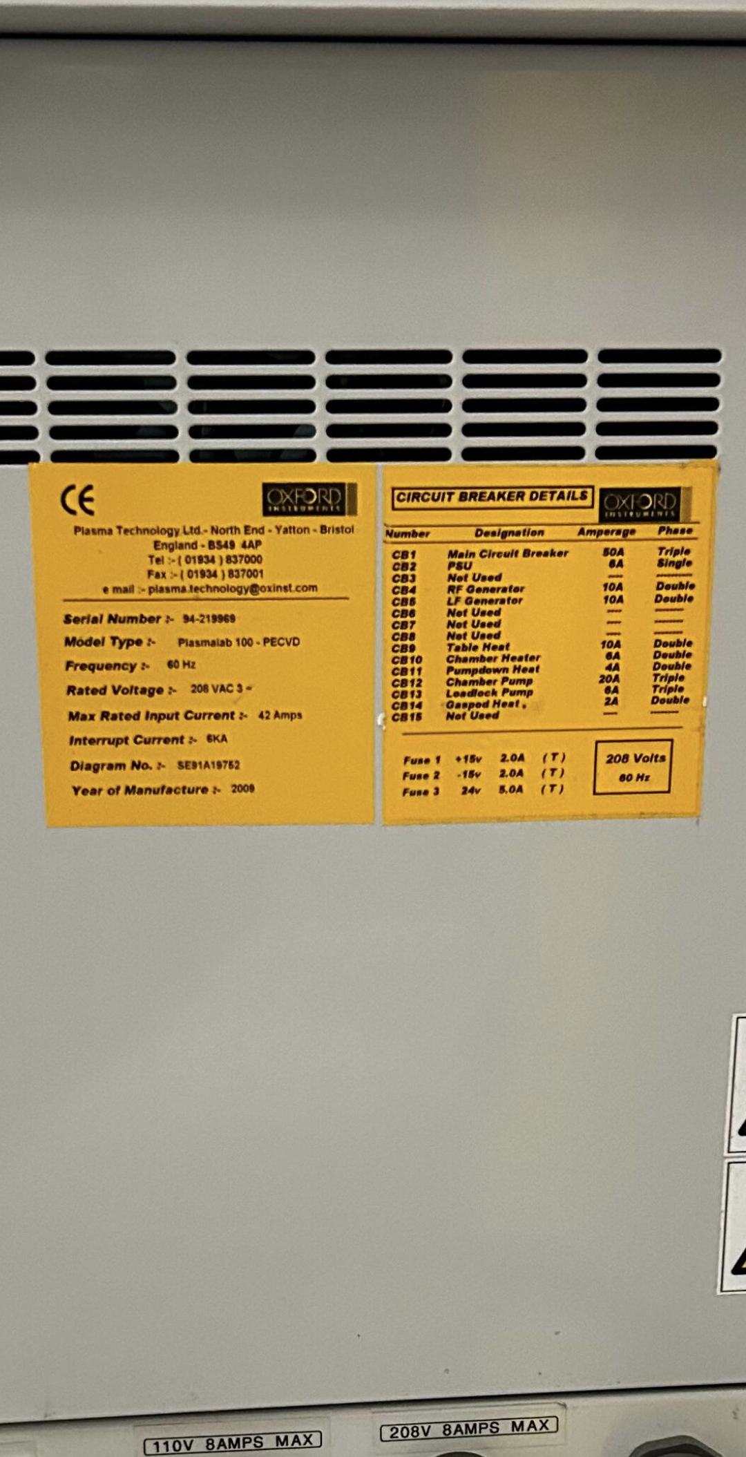 Used Oxford Plasmalab 100 PECVD System