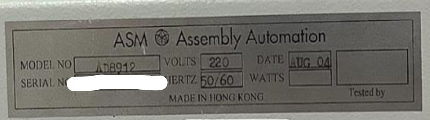 Used 2004 ASM AD-8912 Die Bonder