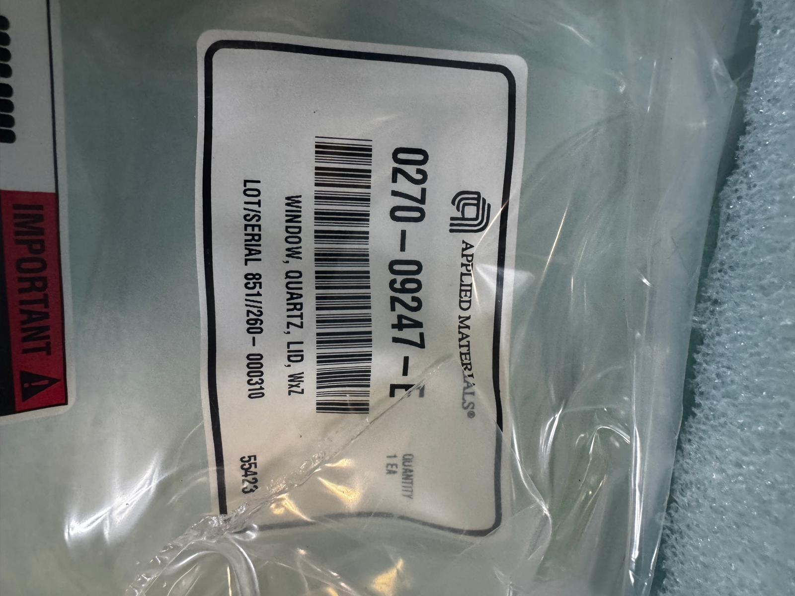Applied Materials AMAT 0270-09247 WINDOW,QTZ,LID