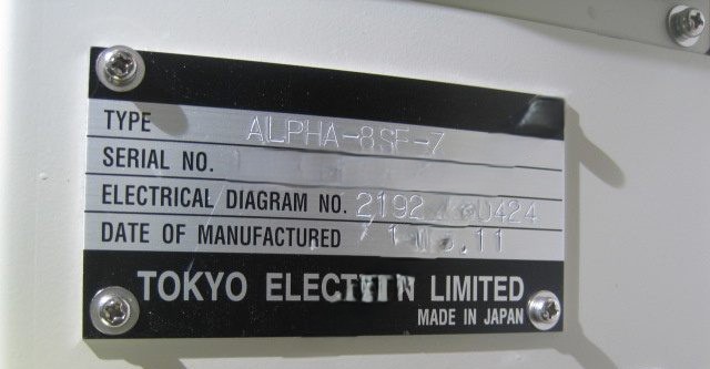Used TEL ALPHA-8SE Doped Poly