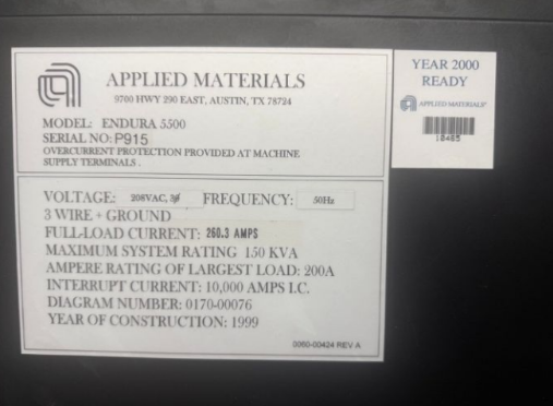 Used 1999 AMAT ENDURA 5500