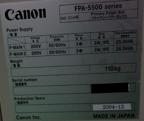Used 2004 Canon FPA-5500iZ+