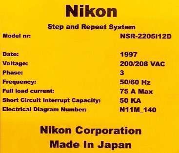 Used 1997 Nikon NSR 2205 i 12 D Stepper
