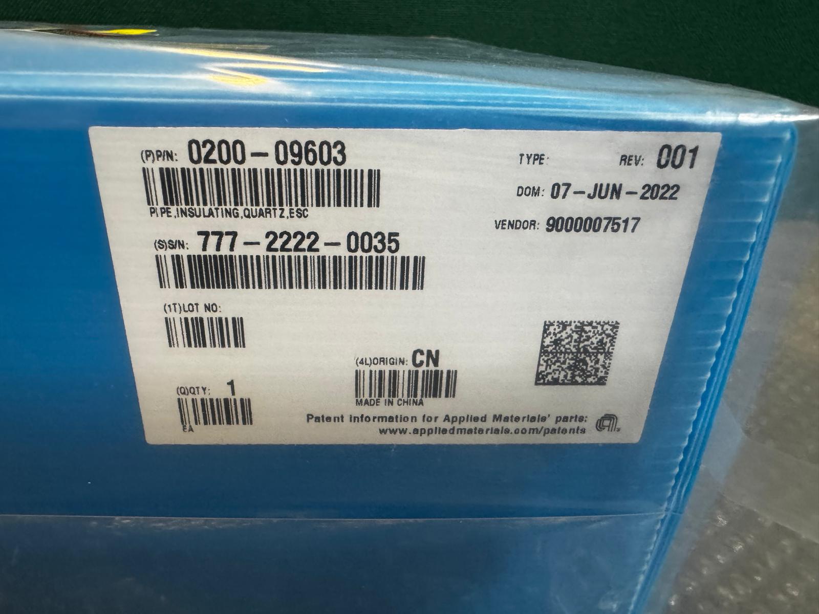 Applied Materials AMAT 0200-09603 PIPE,INSULATING,QTZ,ESC CFO