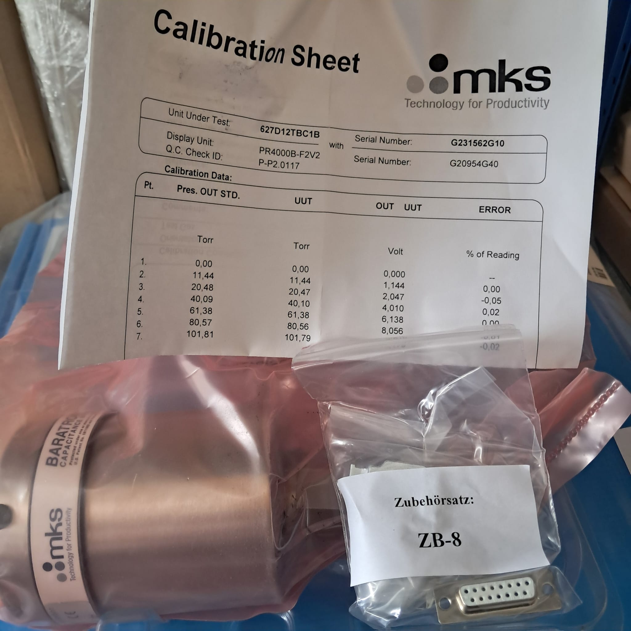 Applied Materials AMAT 627BX12TBC1B PRESS TRANSDUCER 100 TORR