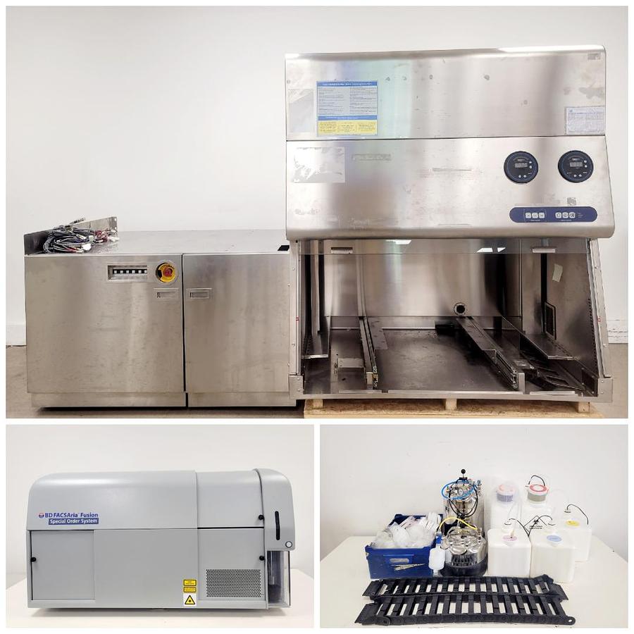 Used 2015 BD FACSAria Fusion Cell Sorter SORP w/ BD-400 Biosafety Cabinet & Accessories