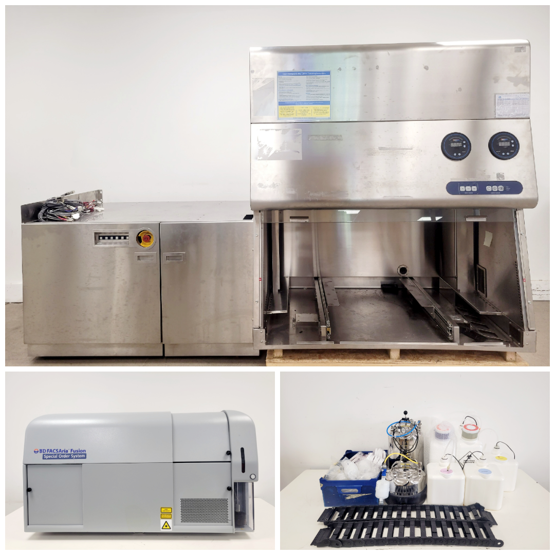Used 2015 BD FACSAria Fusion Cell Sorter SORP w/ BD-400 Biosafety Cabinet & Accessories