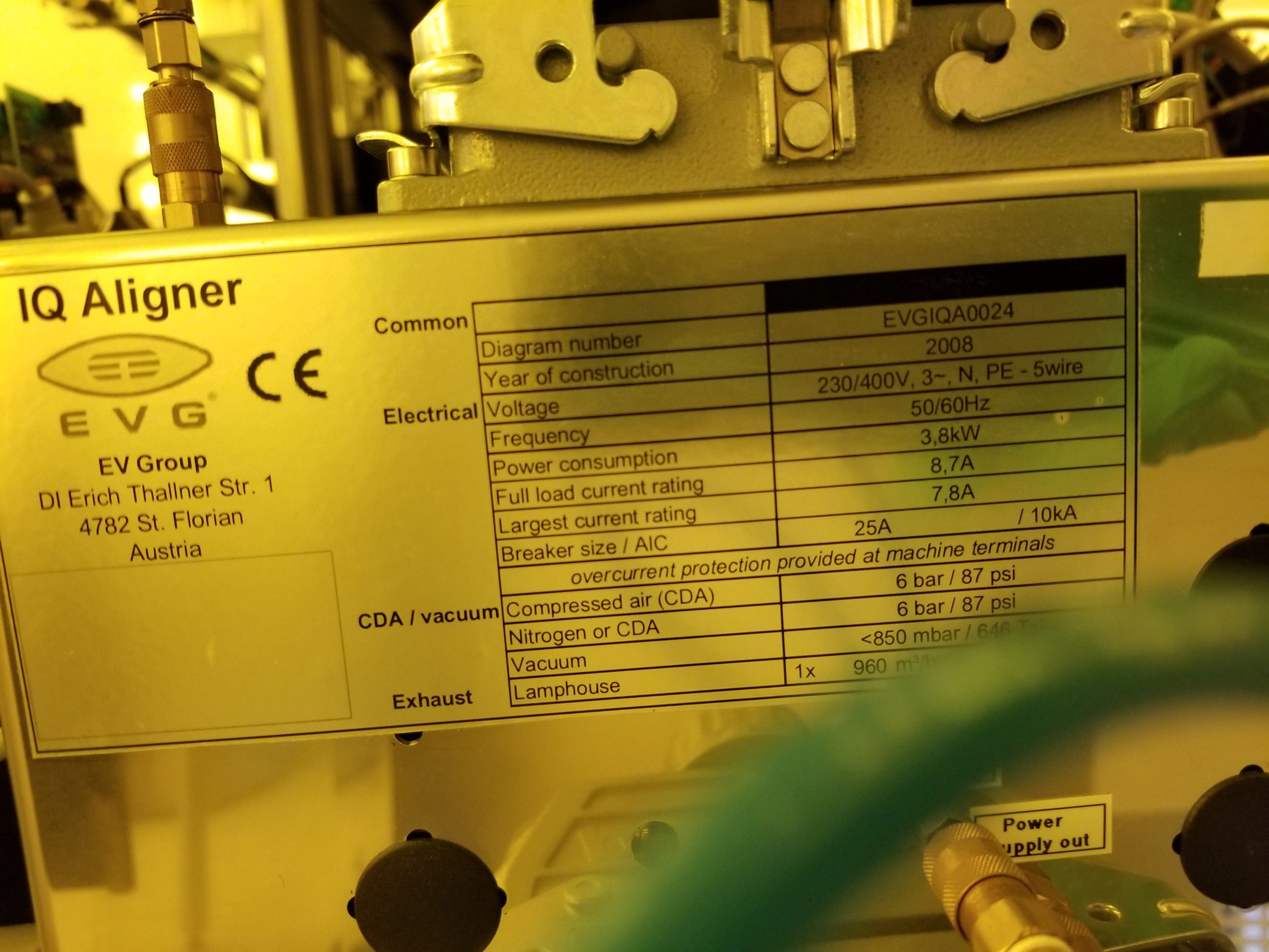 Used 2008 EVG IQ Mask Aligner