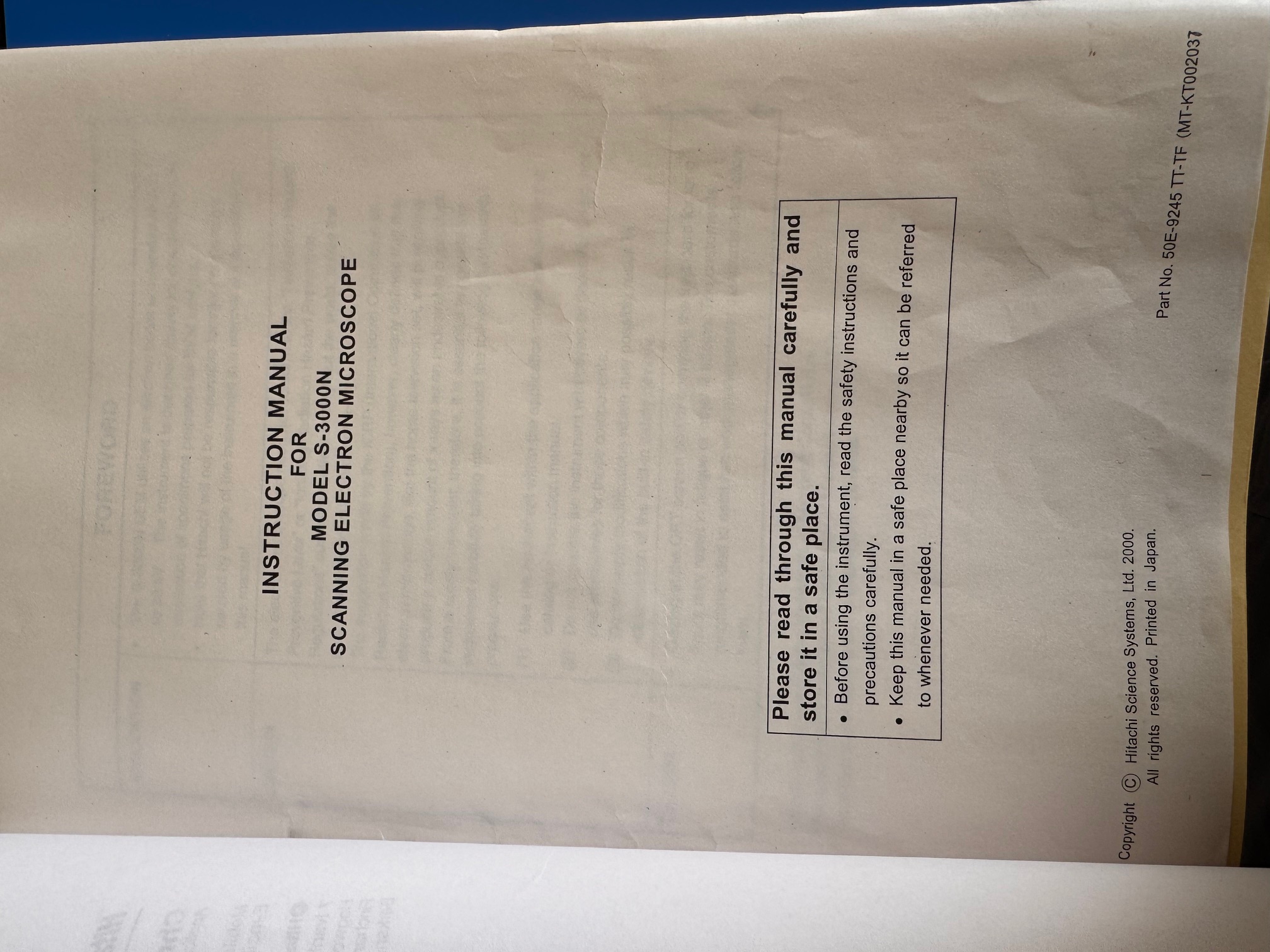 Used HITACHI S-3000N