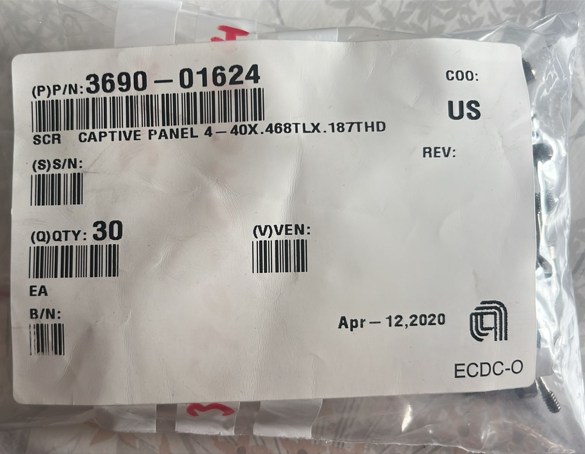 Used Applied Materials AMAT 3690-01624 CYLINDER SCR