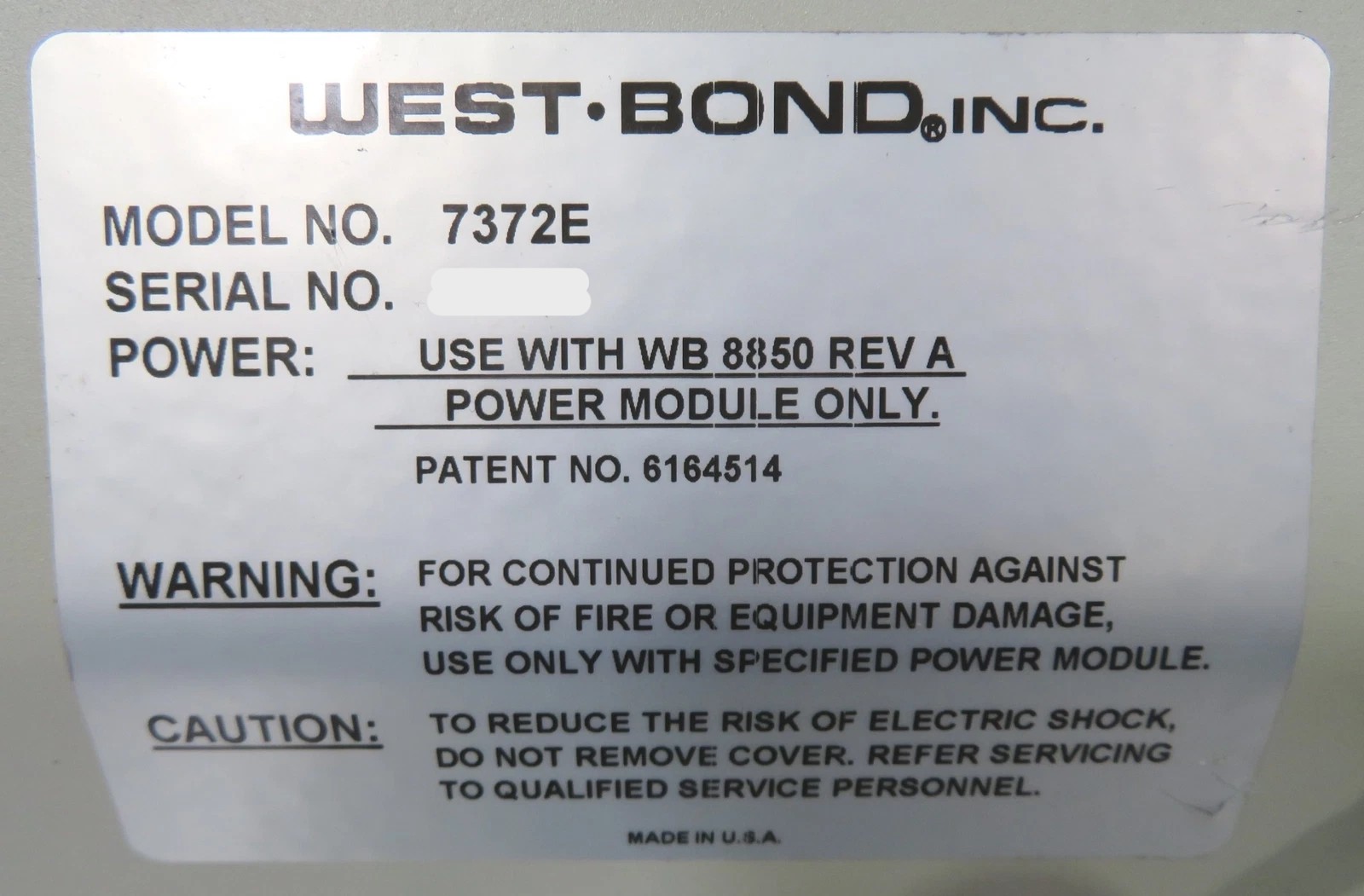 Used West-Bond 7372E Epoxy/Eutectic Die Bonder, Inert Gas Mirrored Workholder