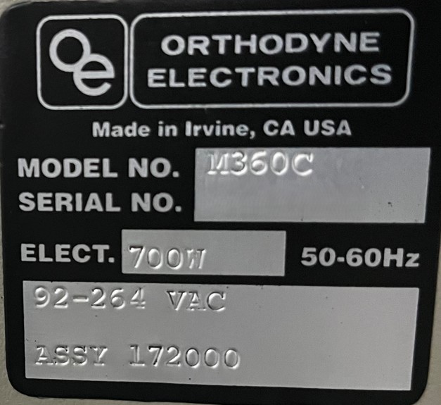 Used 2006 Orthdyne 360C