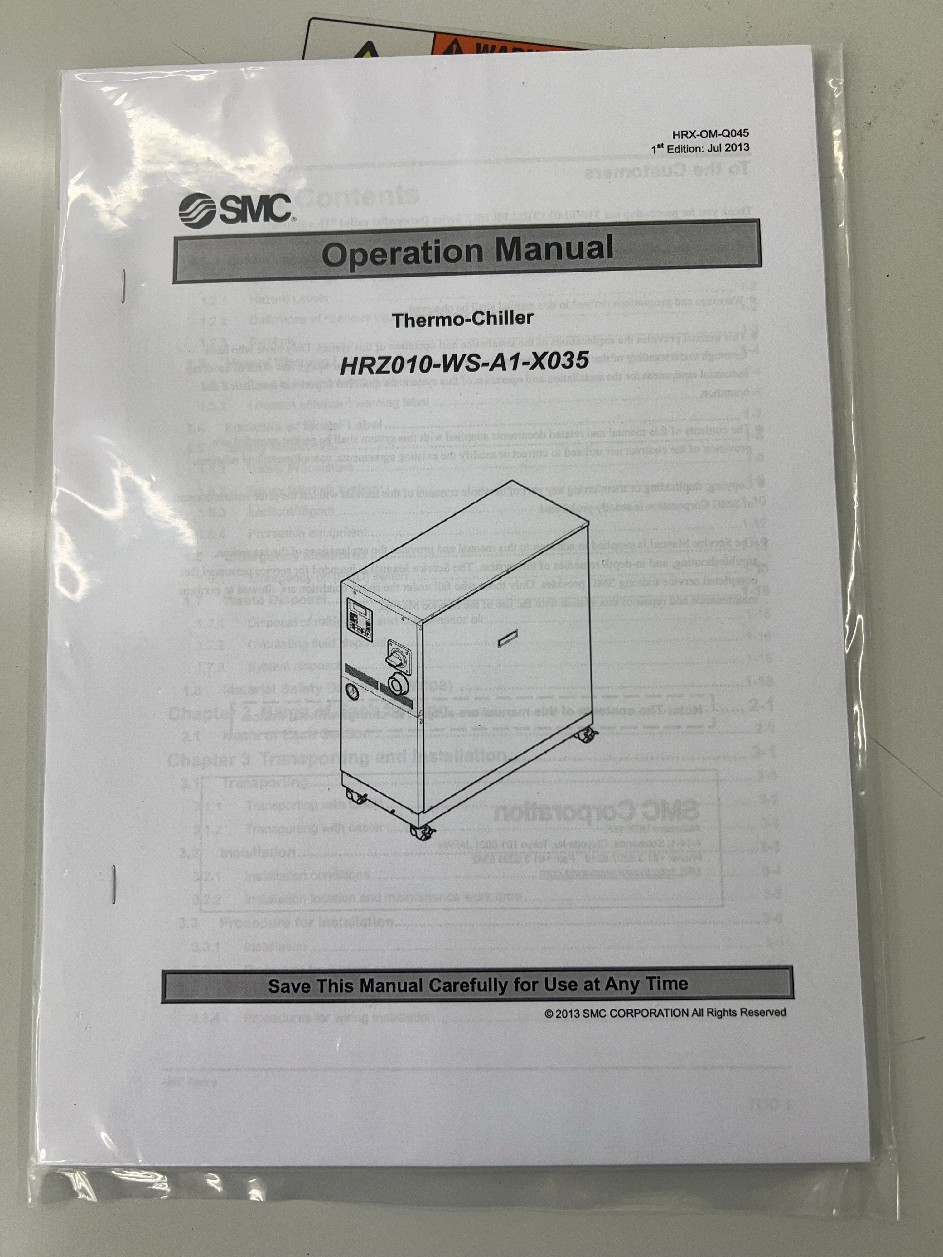 Used SMC  HRZ010-WS-A1-X035 Thermal Chiller