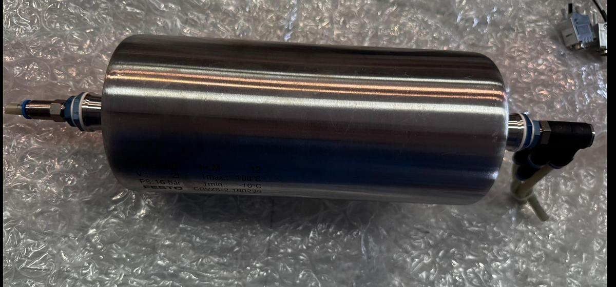 Used Festo CRVZS-2 2L Pneumatic Air Reservoir 16 Bar Stainless Pressure Tank P/N 160236
