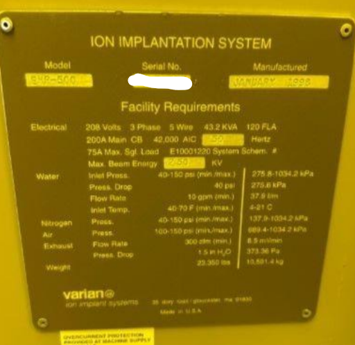 Used 1998 AMAT EHP 500