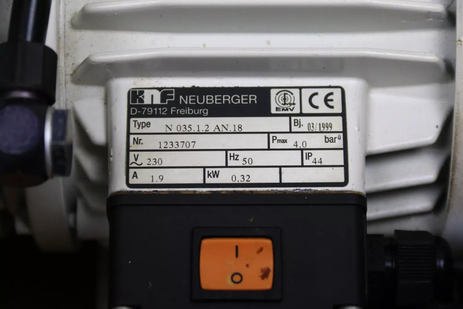 Used KNF Neubergrer N 035.1.2 AN.18 DIAPHRAGM VACUUM PUMPS