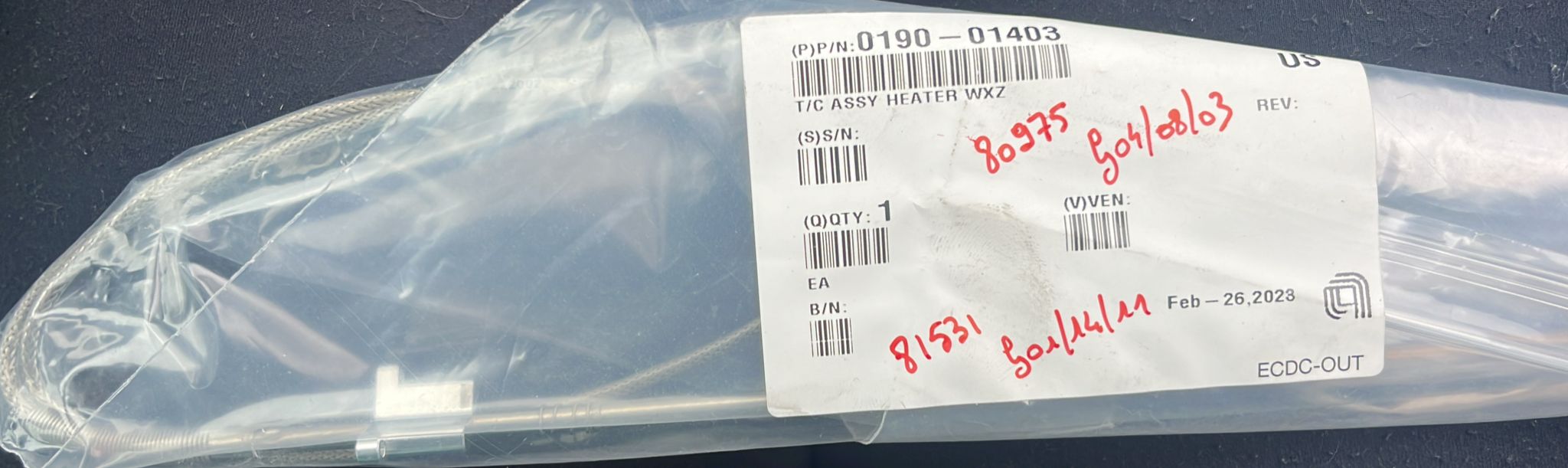 Used Applied Materials AMAT 0190-01403 TC ASSY HEATER WXZ