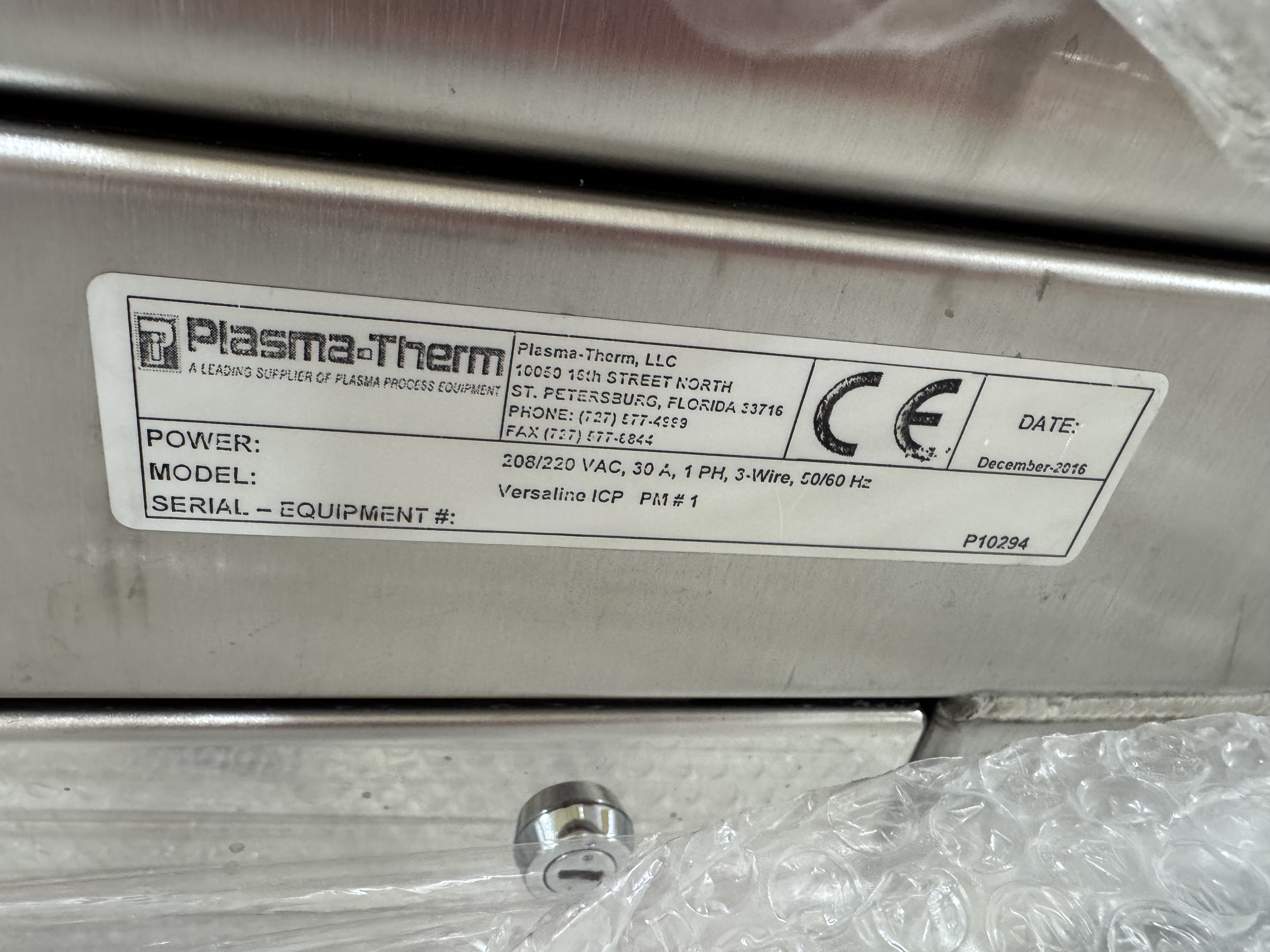Used 2016 Plasmatherm Versaline