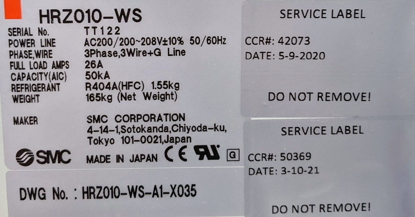 Used SMC Corporation Chiller