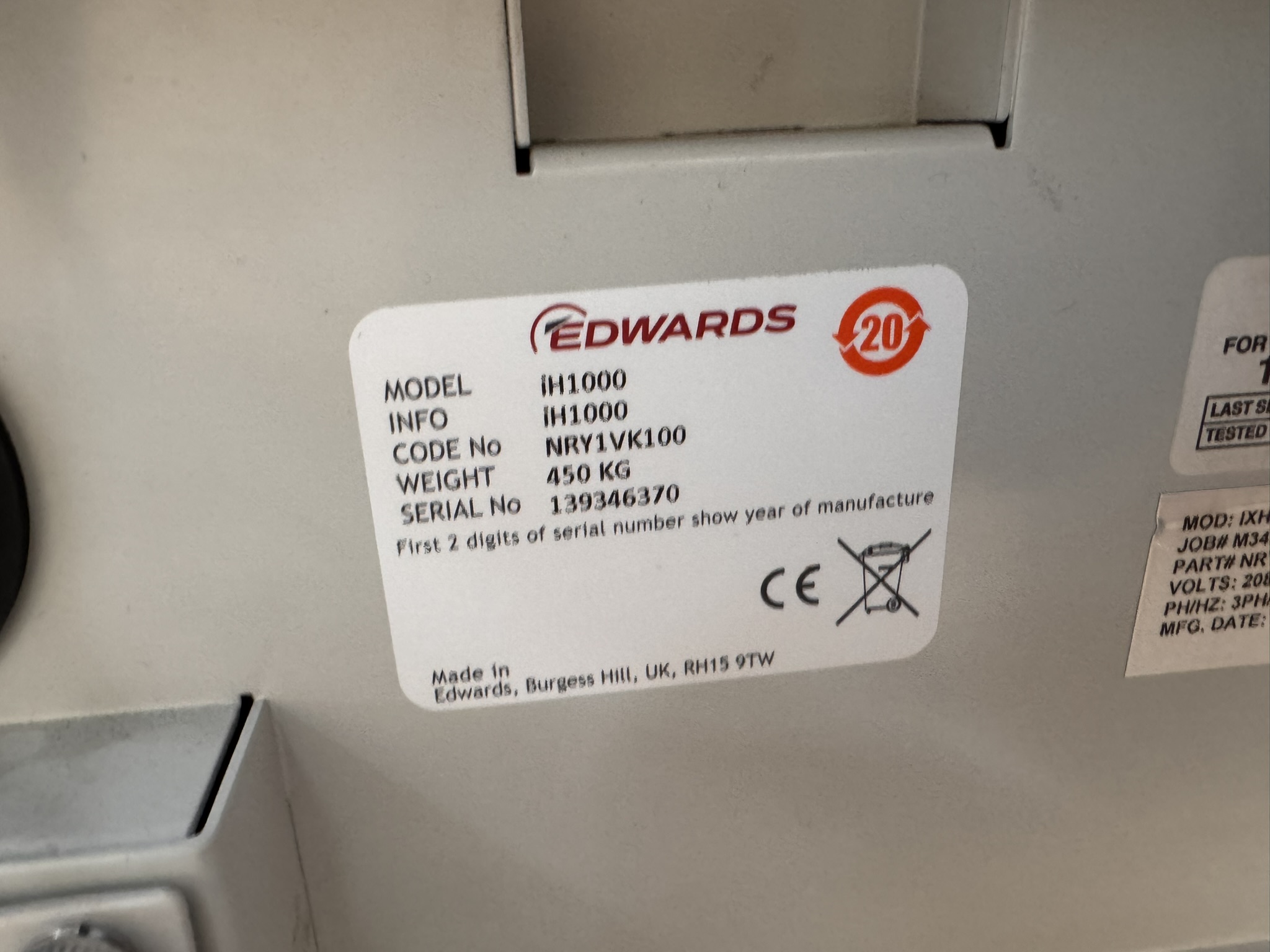 Refurbished Edwards IH1000 Vacuum Pump