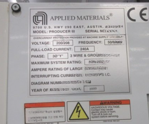 Used 2000 AMAT Producer S PECVD TEOS