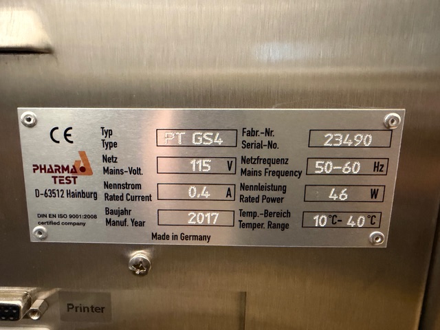 Used Pharma Test PTG-S4 Auto Powder Characterization System
