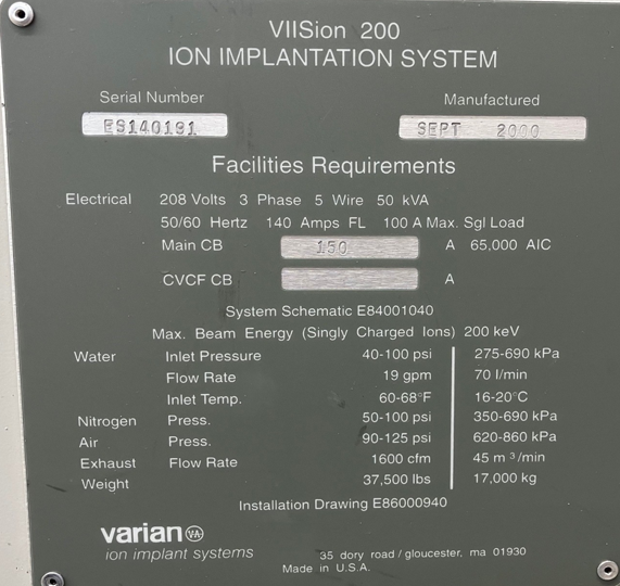 Used 2000 Varian VIIsion 200+