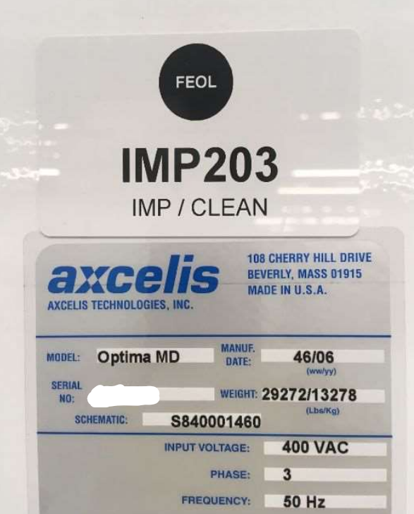 Used 2006 Axcelis Optima MD