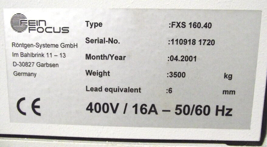 Used 2001 Fein focus Tiger 160.40 X-Ray System